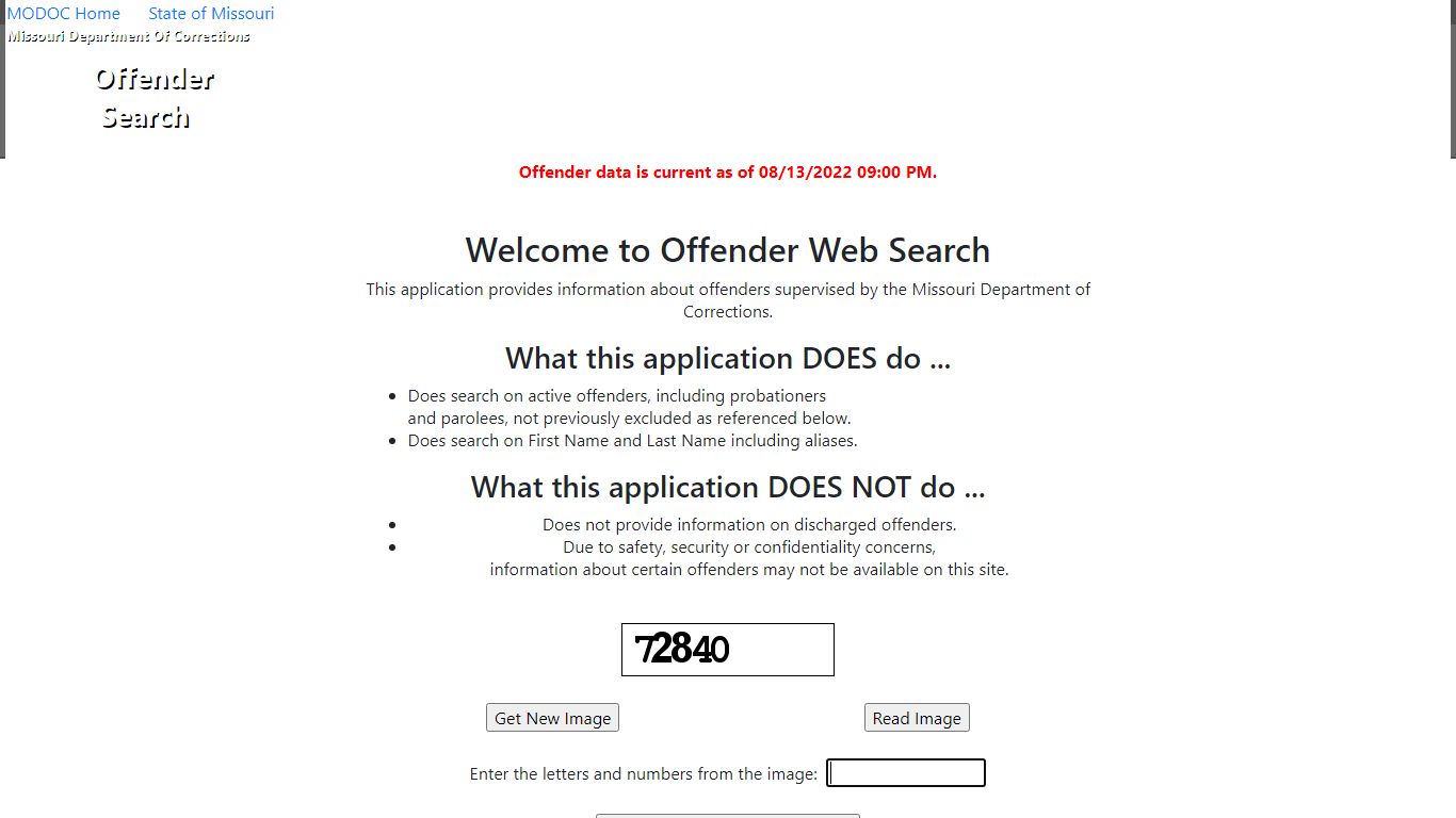 MODOC Offender Search - Missouri